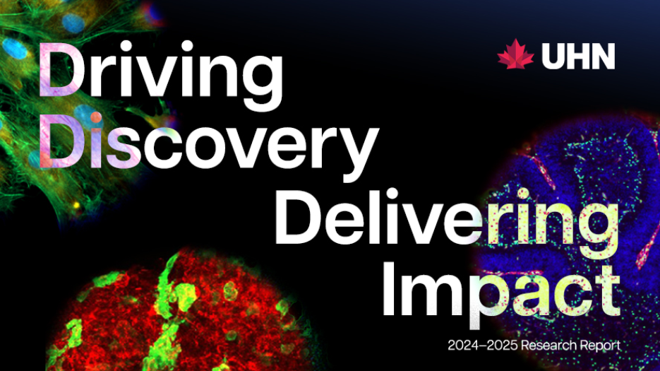 Research Report title over cell staining images arranged in three separate circles.